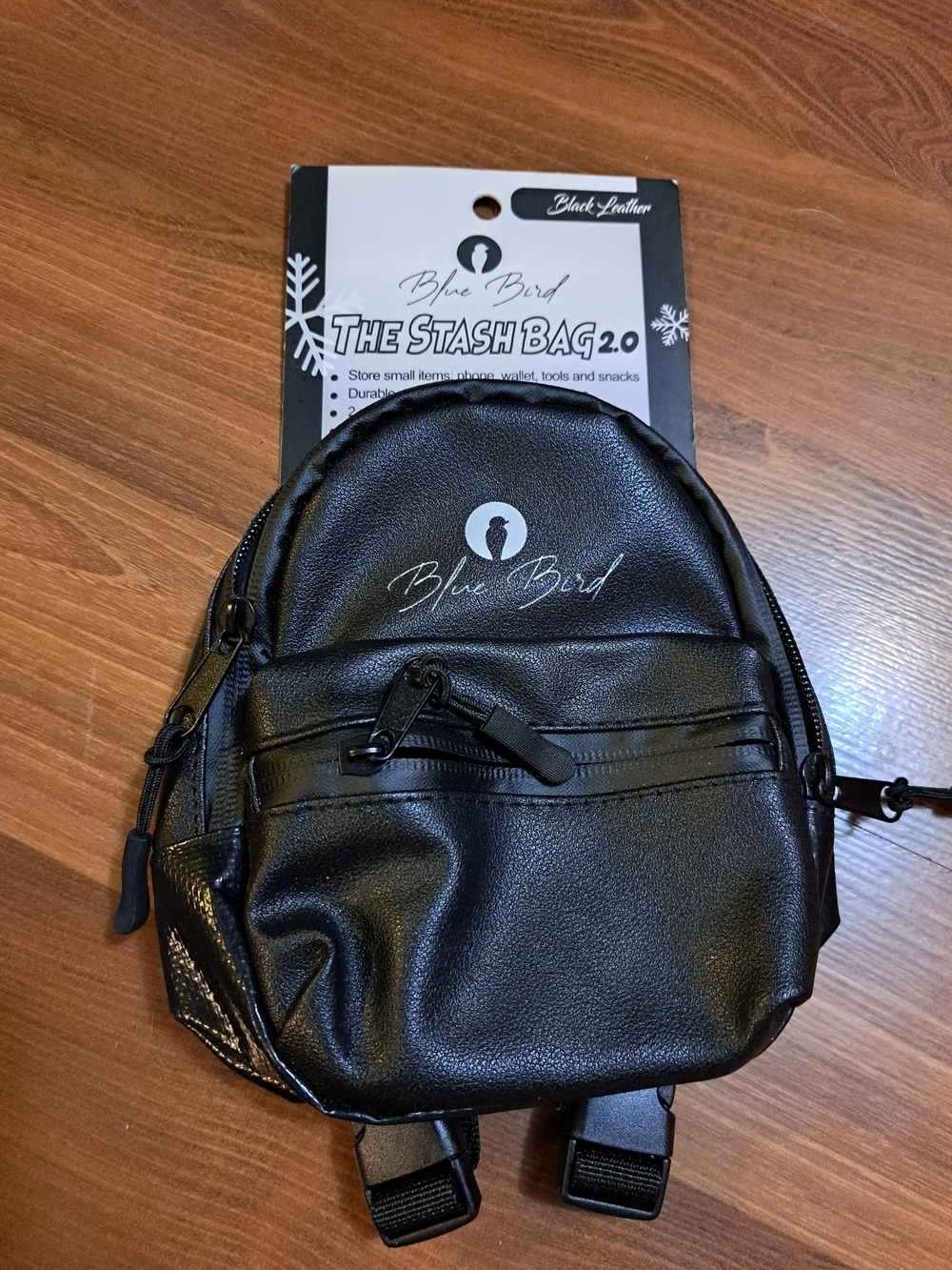 Blue Bird Black Faux-Leather Mini Backpack Crossbody